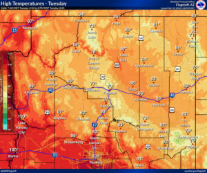 high temperatures tuesday