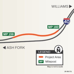 2026 april 01 interstate 40 pavement repair project map near williams adot j1