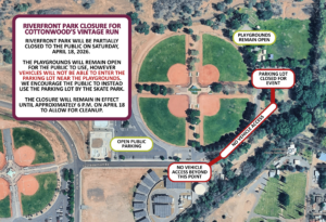 map riverfront closure during vintage run 2026